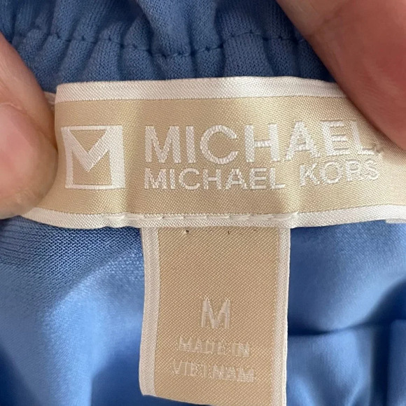 Michael Kors Sweet Flounce Sleeve w Gathered Neckline Dress Blue Sz M NWOT - Picture 8 of 12